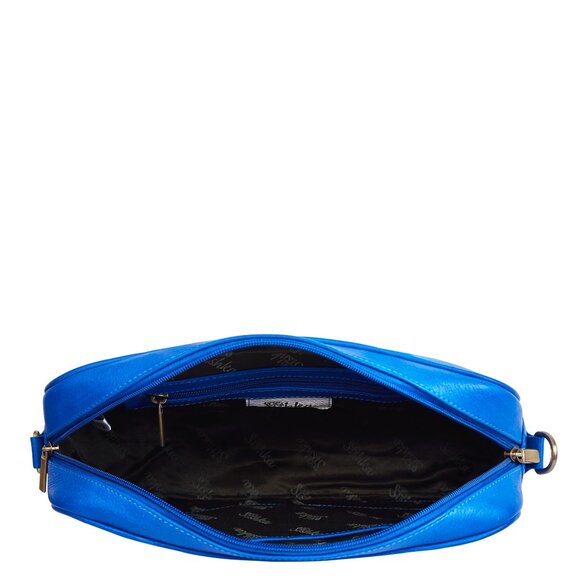 Leather Hand-Painted Blue Ladies' Top Handle Handbag, Crossbody Sling Bag, Purse - Picture 5 of 9